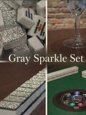 Automatic Mah Jongg Tiles Designer Series - Gray Sparkle Set (36MM)